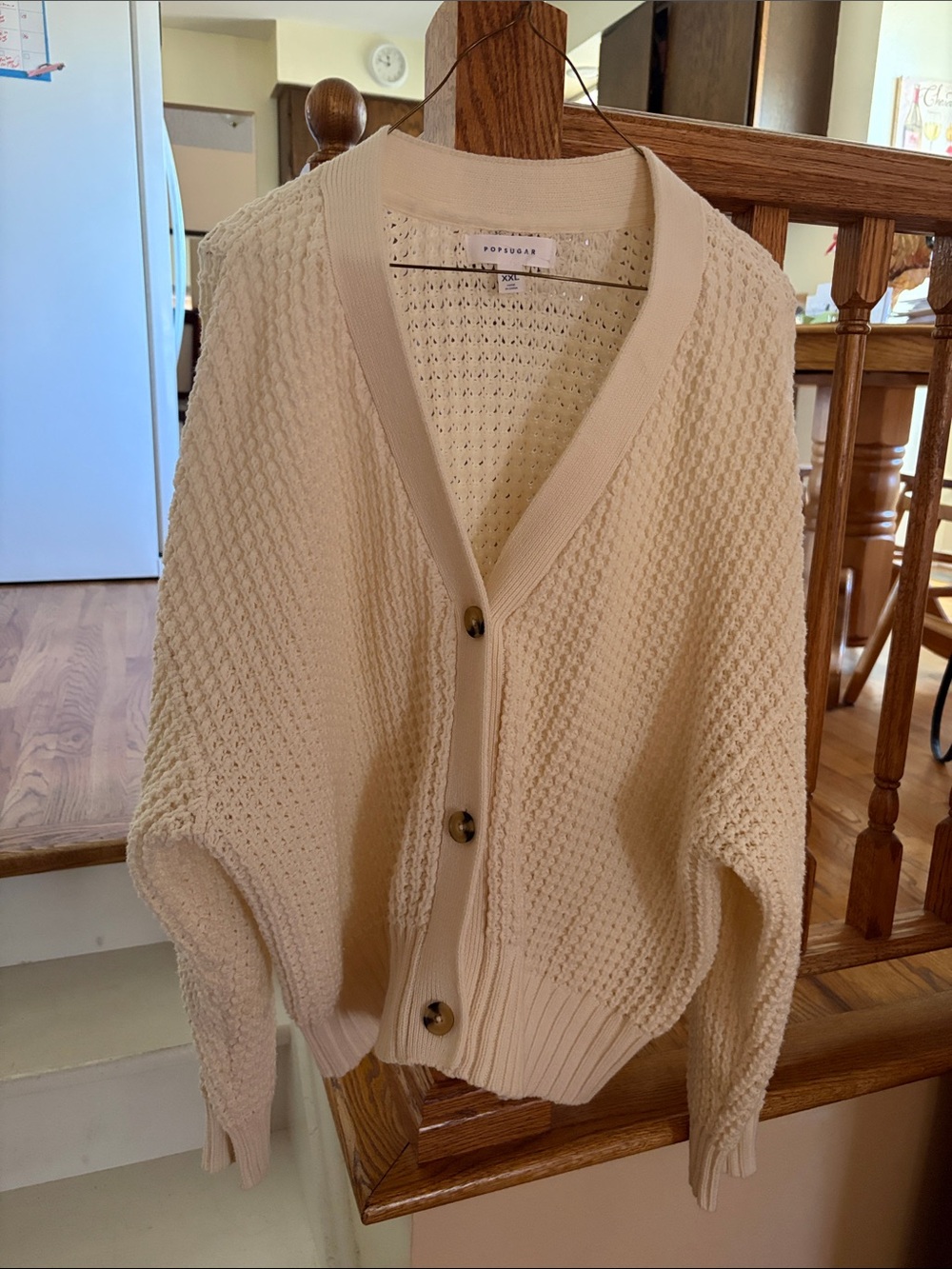 POPSUGAR Ivory Textured Button-Front Women's Cardigan